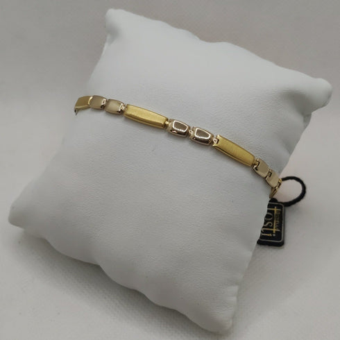 Bracciale Oro 18k maglia semirigida bicolore 21,5 cm 6.60 gr | Gioiellitosti.it